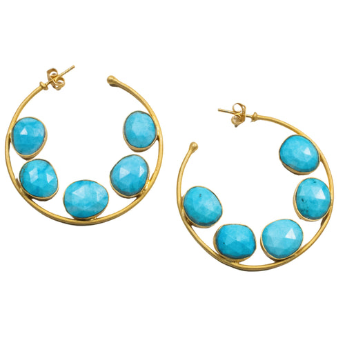 Turquoise Gold Hoop Earrings