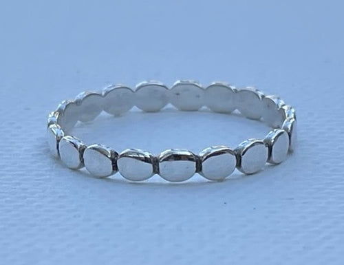 Silver Flat Beaded Ring
